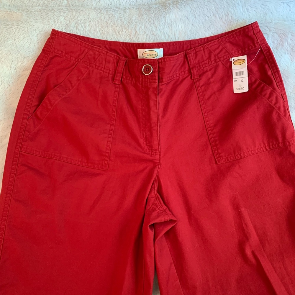 Talbots stretch womens size 12 ankle red pants with back cargo pockets NWT
